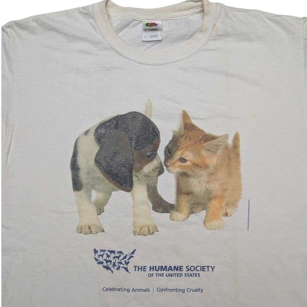 Vintage Humane Society Puppy Kitten Shirt Men's Large Animal Activist Peta